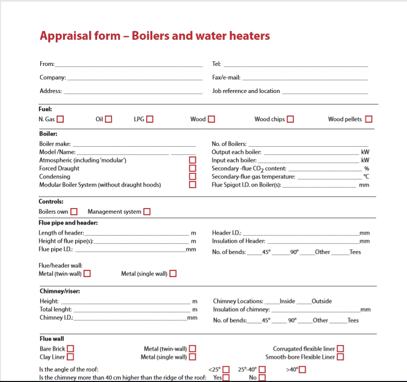 appraisal form boilers